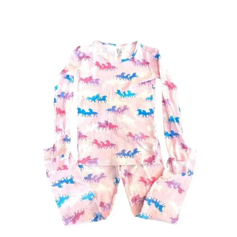 The Children's Place Colorful Unicorn Girls'  Pajama Set Cotton SZ 6-7